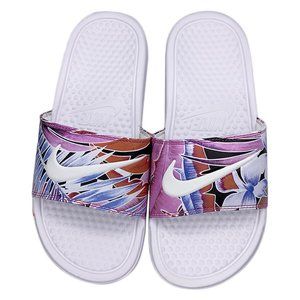 pink and white nike sandals